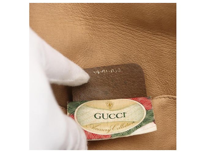 GUCCI GG Supreme Web Sherry Line Clutch Bag PVC Beige Oro 89 01 030 Auth ti3683 - vista 17
