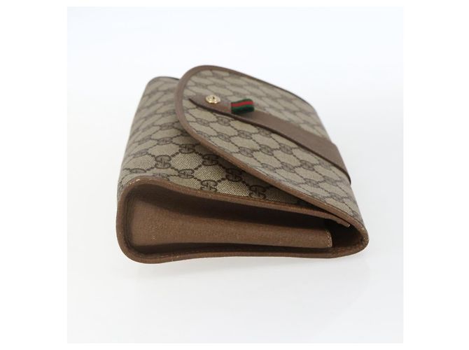 GUCCI GG Supreme Web Sherry Line Clutch Bag PVC Beige Oro 89 01 030 Auth ti3683 - vista 5