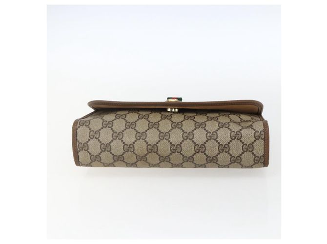 GUCCI GG Supreme Web Sherry Line Clutch Bag PVC Beige Oro 89 01 030 Auth ti3683 - vista 7