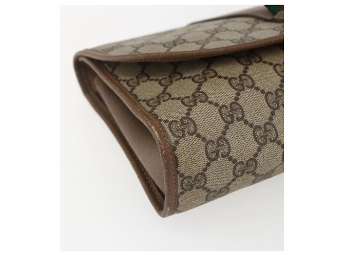 GUCCI GG Supreme Web Sherry Line Clutch Bag PVC Beige Oro 89 01 030 Auth ti3683 - vista 9