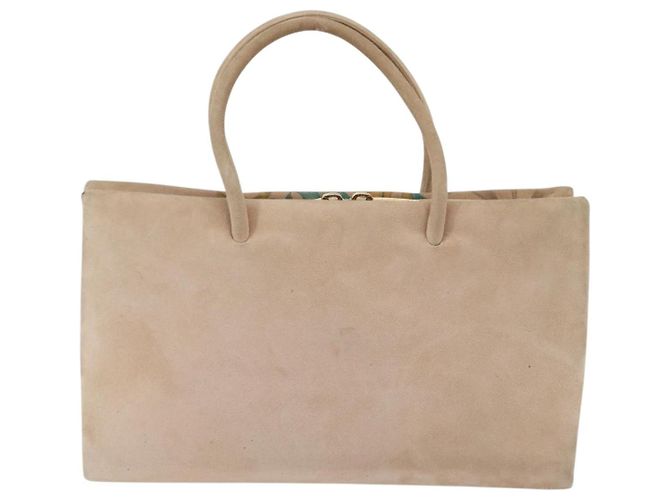 LOEWE Borsa a Mano Camoscio Beige Oro Auth 169854 D'oro - vista 2
