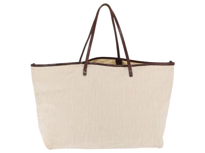 FENDI Zucca Canvas Tote Bag Elfenbein Auth 169632 Roh - Ansicht 2