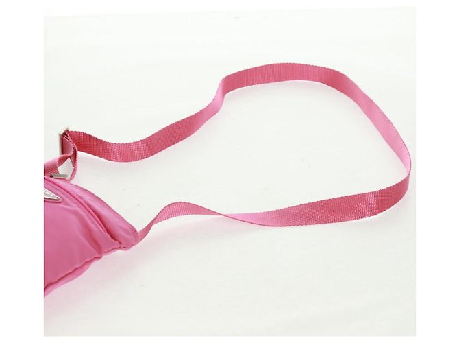 Borsa a Spalla PRADA Nylon Rosa Argento Auth 170698V - vista 10