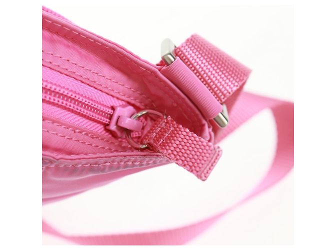 Borsa a Spalla PRADA Nylon Rosa Argento Auth 170698V - vista 17