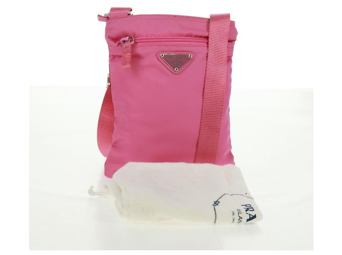 Borsa a Spalla PRADA Nylon Rosa Argento Auth 170698V - vista 25