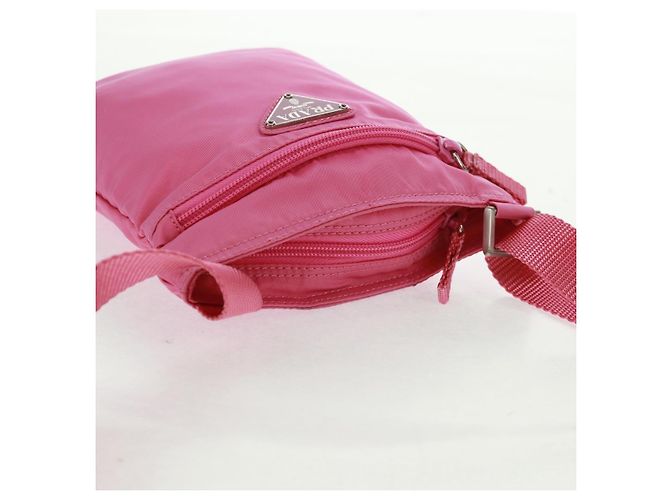 Borsa a Spalla PRADA Nylon Rosa Argento Auth 170698V - vista 7