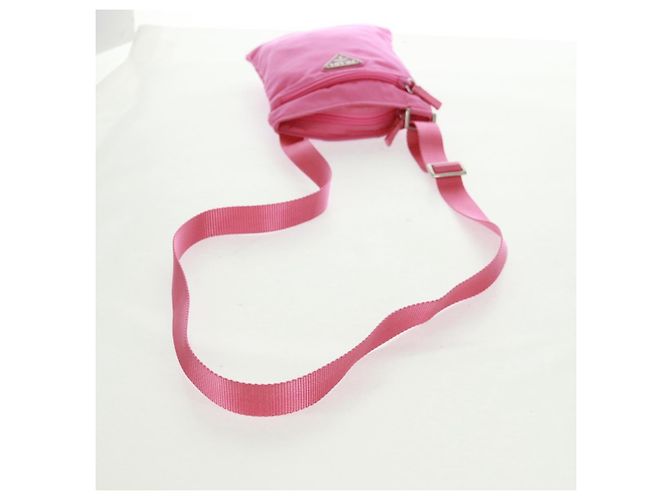 Borsa a Spalla PRADA Nylon Rosa Argento Auth 170698V - vista 8