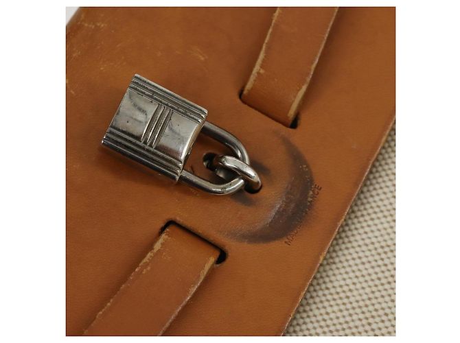 Hermès HERMES Herbag Ad PM Rucksack Canvas Leder 2in1 Beige Silber Auth 168174 - Ansicht 17