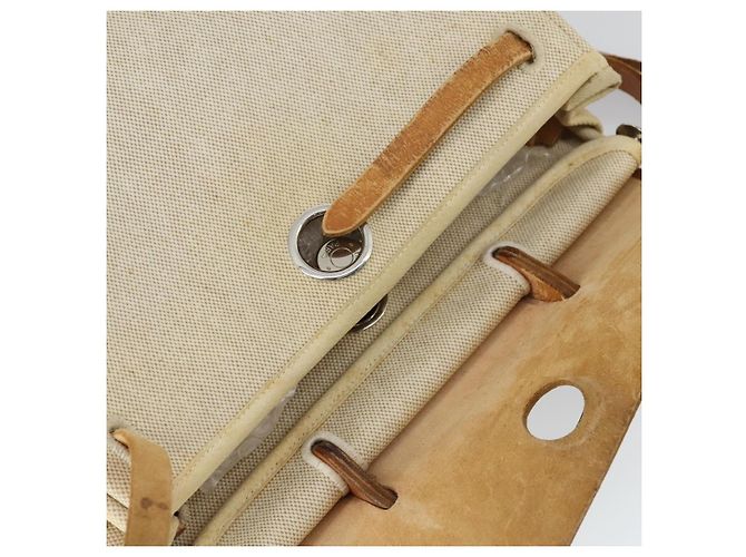 Hermès HERMES Herbag Ad PM Rucksack Canvas Leder 2in1 Beige Silber Auth 168174 - Ansicht 20
