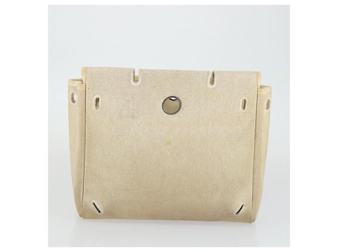 Hermès HERMES Herbag Ad PM Rucksack Canvas Leder 2in1 Beige Silber Auth 168174 - Ansicht 26