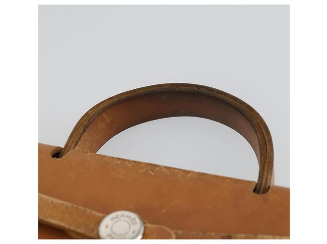Hermès HERMES Herbag Ad PM Rucksack Canvas Leder 2in1 Beige Silber Auth 168174 - Ansicht 8
