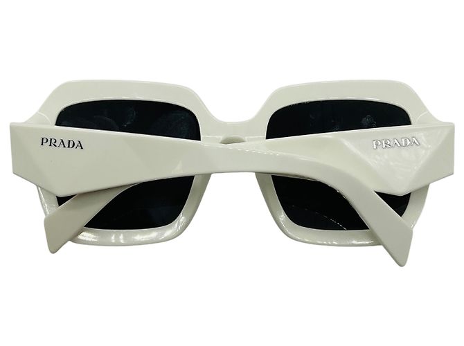 Gafas de sol Prada de acetato cuadrado pulido blanco / gris - vista 2