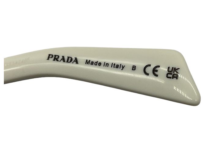 Gafas de sol Prada de acetato cuadrado pulido blanco / gris - vista 6