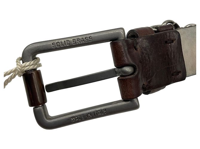 Braun / Silber Multi-Ketten verzierter Ledergürtel von Brunello Cucinelli - Ansicht 8