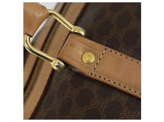 Céline Borsa Boston in tela Macadam CELINE in pelle PVC marrone oro Auth 169100 D'oro - vista 14