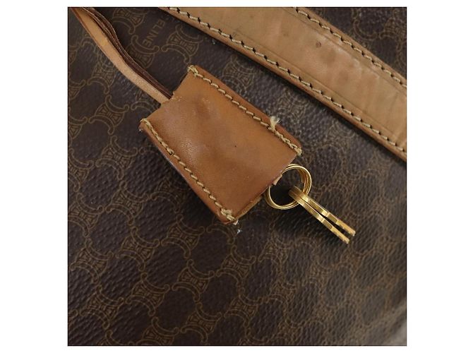 Céline Borsa Boston in tela Macadam CELINE in pelle PVC marrone oro Auth 169100 D'oro - vista 16