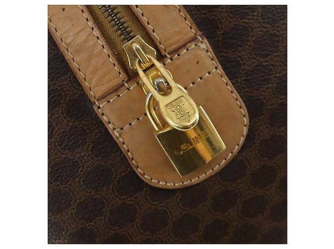 Céline Borsa Boston in tela Macadam CELINE in pelle PVC marrone oro Auth 169100 D'oro - vista 17