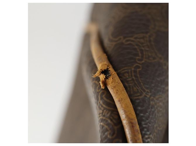 Céline Borsa Boston in tela Macadam CELINE in pelle PVC marrone oro Auth 169100 D'oro - vista 24