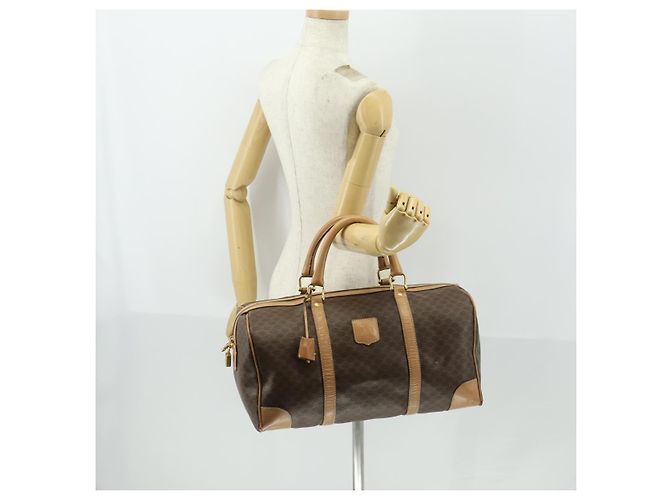 Céline Borsa Boston in tela Macadam CELINE in pelle PVC marrone oro Auth 169100 D'oro - vista 25