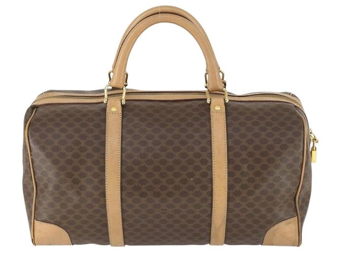 Céline Borsa Boston in tela Macadam CELINE in pelle PVC marrone oro Auth 169100 D'oro - vista 3