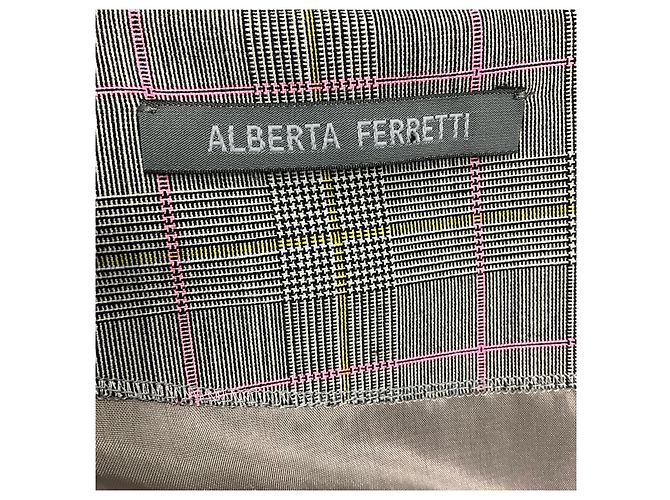Midi-Kleid mit Puffärmeln in Schwarz / Weiß / Rosa von Alberta Ferretti Mehrfarben - Ansicht 4