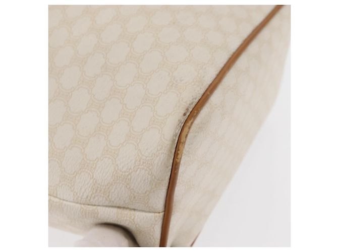 Céline Bolso de hombro de lona Macadam CELINE en cuero PVC blanco y dorado Auth 169899 - vista 11