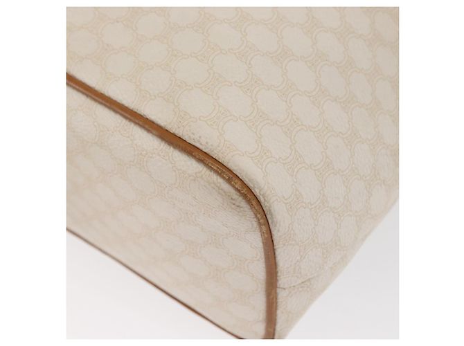 Céline Bolso de hombro de lona Macadam CELINE en cuero PVC blanco y dorado Auth 169899 - vista 12