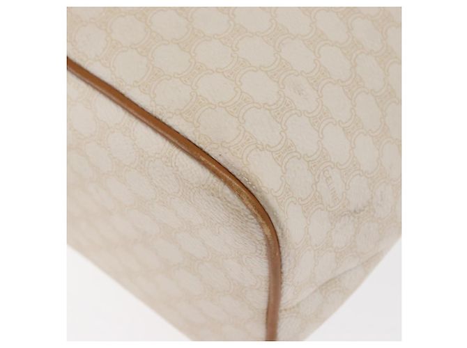 Céline Bolso de hombro de lona Macadam CELINE en cuero PVC blanco y dorado Auth 169899 - vista 14