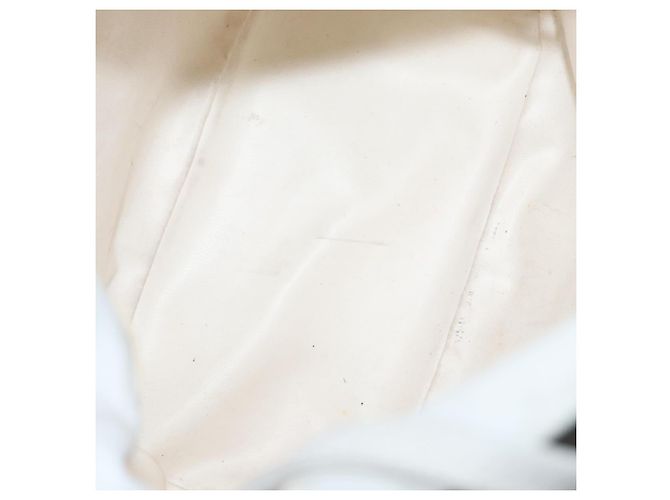Céline Bolso de hombro de lona Macadam CELINE en cuero PVC blanco y dorado Auth 169899 - vista 17