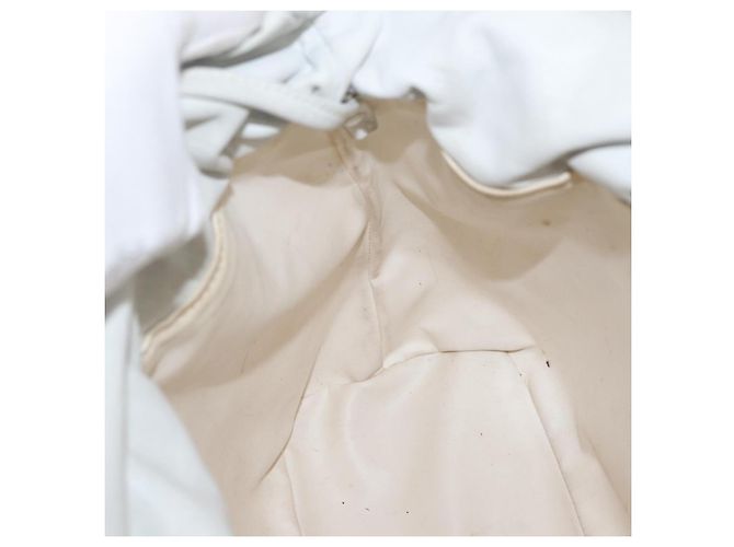 Céline Bolso de hombro de lona Macadam CELINE en cuero PVC blanco y dorado Auth 169899 - vista 19