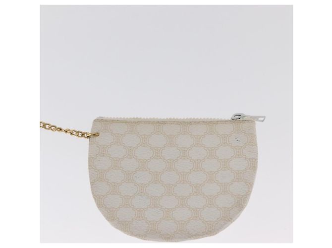 Céline Bolso de hombro de lona Macadam CELINE en cuero PVC blanco y dorado Auth 169899 - vista 21