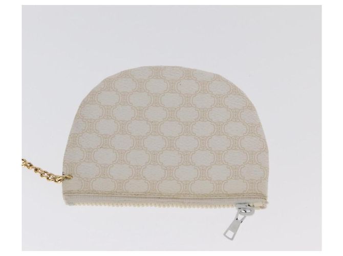Céline Bolso de hombro de lona Macadam CELINE en cuero PVC blanco y dorado Auth 169899 - vista 22