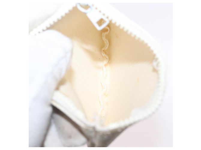 Céline Bolso de hombro de lona Macadam CELINE en cuero PVC blanco y dorado Auth 169899 - vista 23
