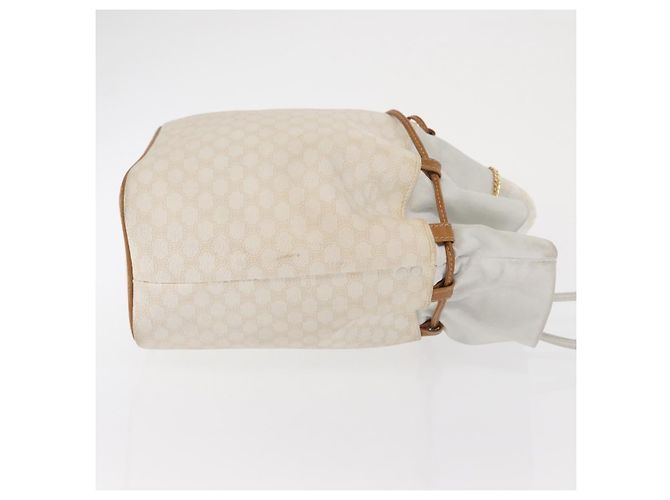 Céline Bolso de hombro de lona Macadam CELINE en cuero PVC blanco y dorado Auth 169899 - vista 4