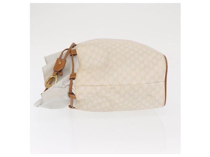 Céline Bolso de hombro de lona Macadam CELINE en cuero PVC blanco y dorado Auth 169899 - vista 6
