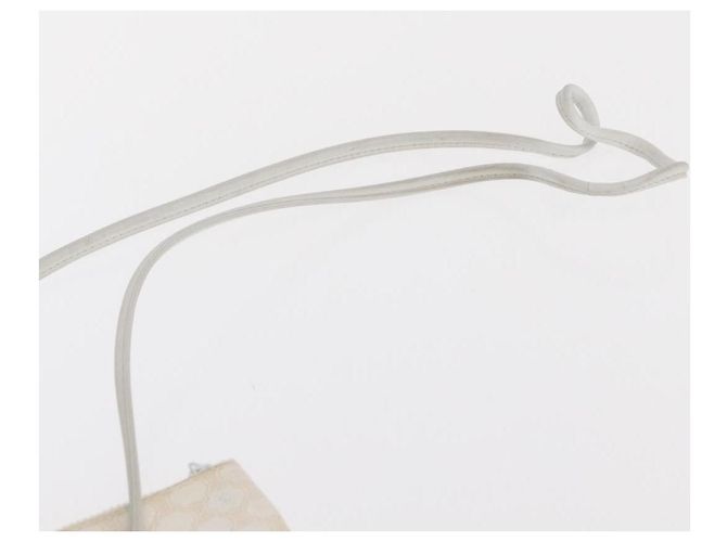 Céline Bolso de hombro de lona Macadam CELINE en cuero PVC blanco y dorado Auth 169899 - vista 9