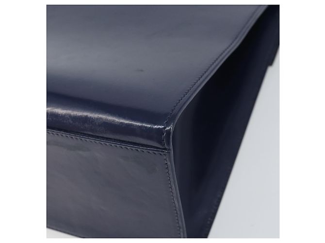 Céline Borsa a mano CELINE in pelle blu navy oro Auth 171637 D'oro - vista 12