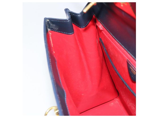 Céline Borsa a mano CELINE in pelle blu navy oro Auth 171637 D'oro - vista 19