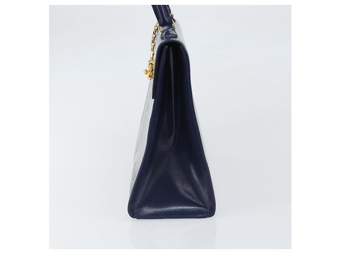 Céline Borsa a mano CELINE in pelle blu navy oro Auth 171637 D'oro - vista 5