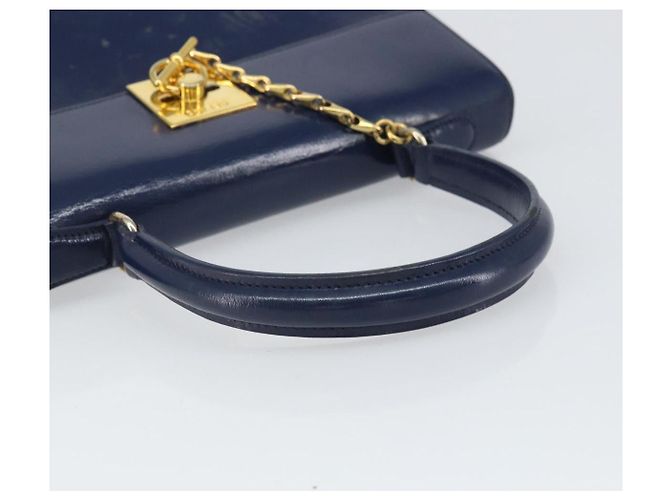 Céline Borsa a mano CELINE in pelle blu navy oro Auth 171637 D'oro - vista 7