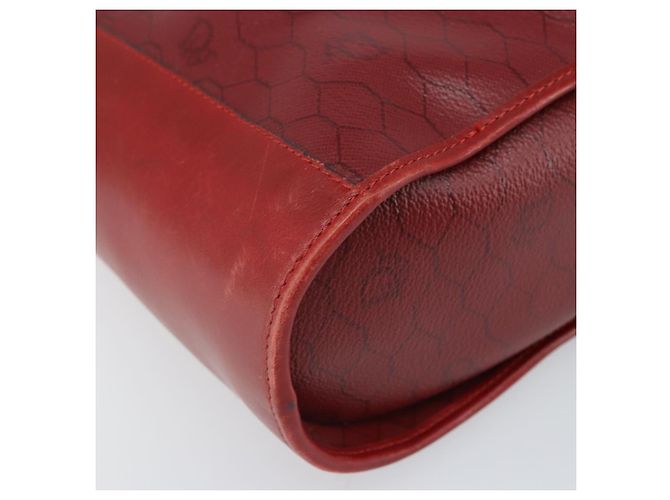 Borsa a spalla in tela a nido d'ape PVC rossa e oro Christian Dior Auth 169756 - vista 11