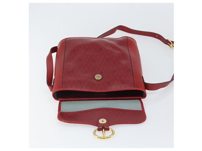 Borsa a spalla in tela a nido d'ape PVC rossa e oro Christian Dior Auth 169756 - vista 15