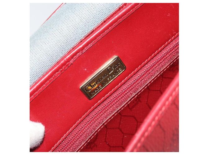 Borsa a spalla in tela a nido d'ape PVC rossa e oro Christian Dior Auth 169756 - vista 16