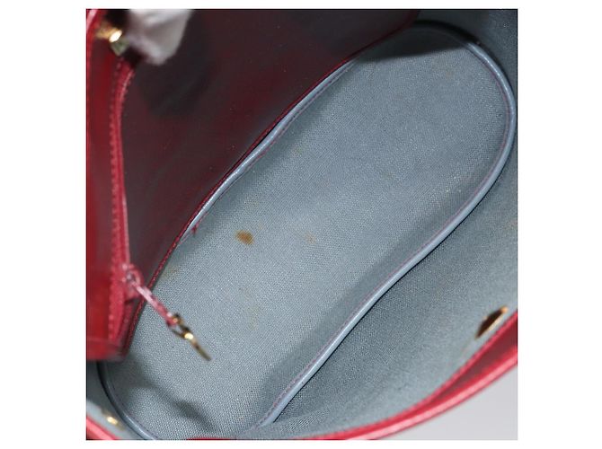 Borsa a spalla in tela a nido d'ape PVC rossa e oro Christian Dior Auth 169756 - vista 17