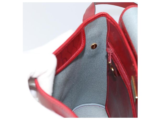 Borsa a spalla in tela a nido d'ape PVC rossa e oro Christian Dior Auth 169756 - vista 19