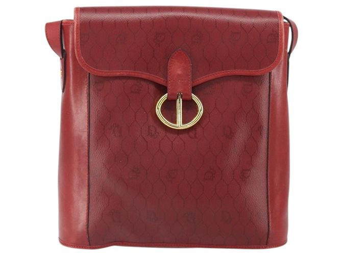 Borsa a spalla in tela a nido d'ape PVC rossa e oro Christian Dior Auth 169756 - vista 2
