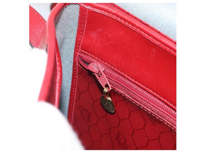 Borsa a spalla in tela a nido d'ape PVC rossa e oro Christian Dior Auth 169756 - vista 20