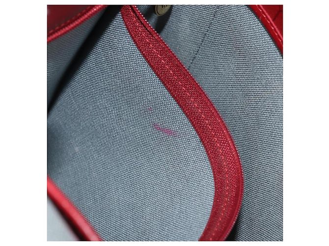 Borsa a spalla in tela a nido d'ape PVC rossa e oro Christian Dior Auth 169756 - vista 22