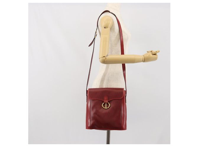Borsa a spalla in tela a nido d'ape PVC rossa e oro Christian Dior Auth 169756 - vista 23