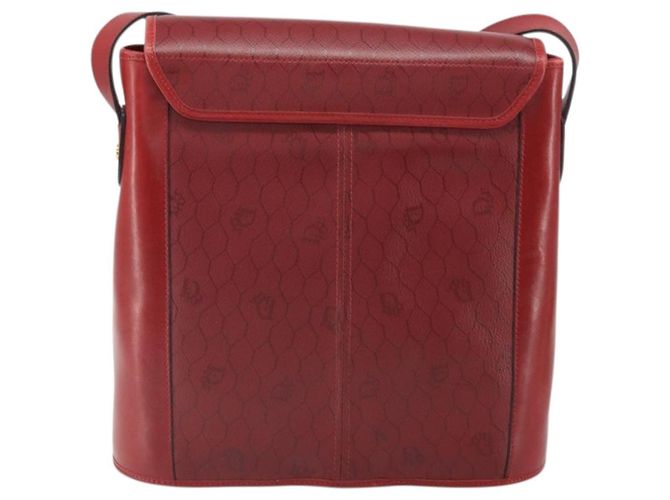 Borsa a spalla in tela a nido d'ape PVC rossa e oro Christian Dior Auth 169756 - vista 3